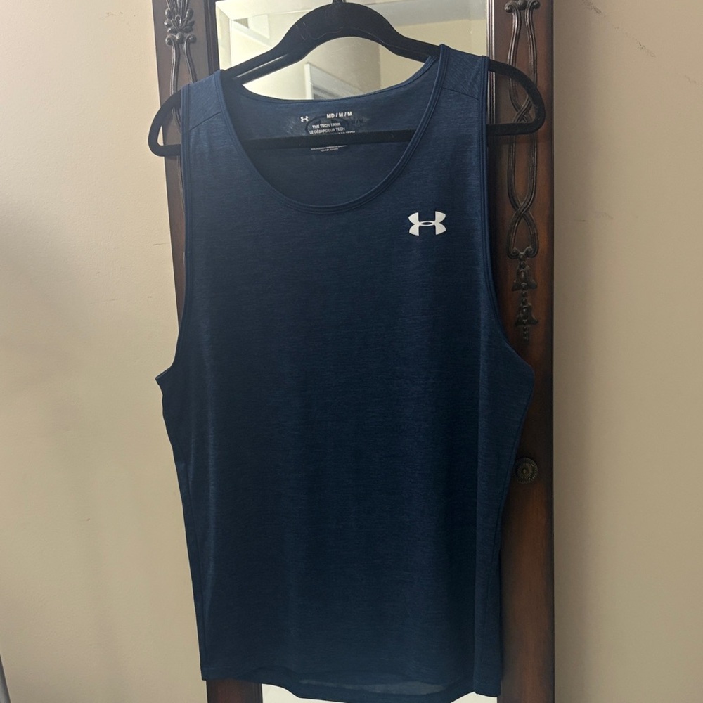 Under Armour The Tech Tank Dark Blue Athletic Tank Top Shirt 2022 - Picture 2 of 8